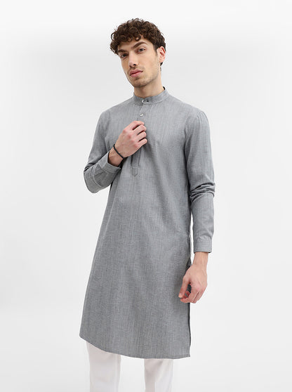 Grey Solid Modi Kurta | JadeBlue