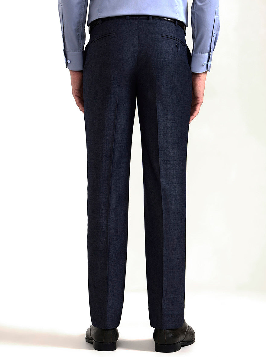 Dark Blue Solid Regular Fit Formal Trouser | JadeBlue