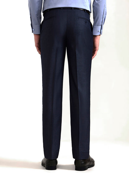 Dark Blue Solid Regular Fit Formal Trouser | JadeBlue