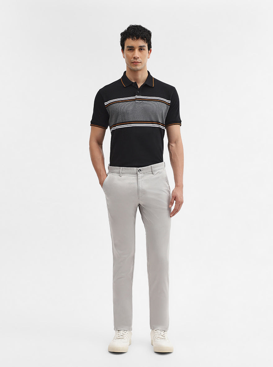 Light Grey Solid Super Slim Fit Casual Trouser | Greenfibre