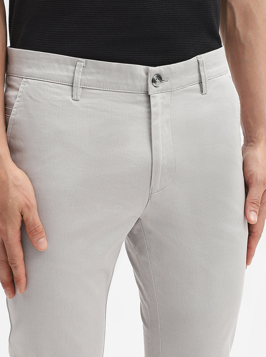 Light Grey Solid Super Slim Fit Casual Trouser | Greenfibre