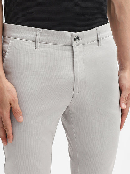 Light Grey Solid Super Slim Fit Casual Trouser | Greenfibre