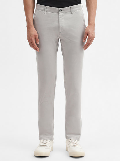 Light Grey Solid Super Slim Fit Casual Trouser | Greenfibre