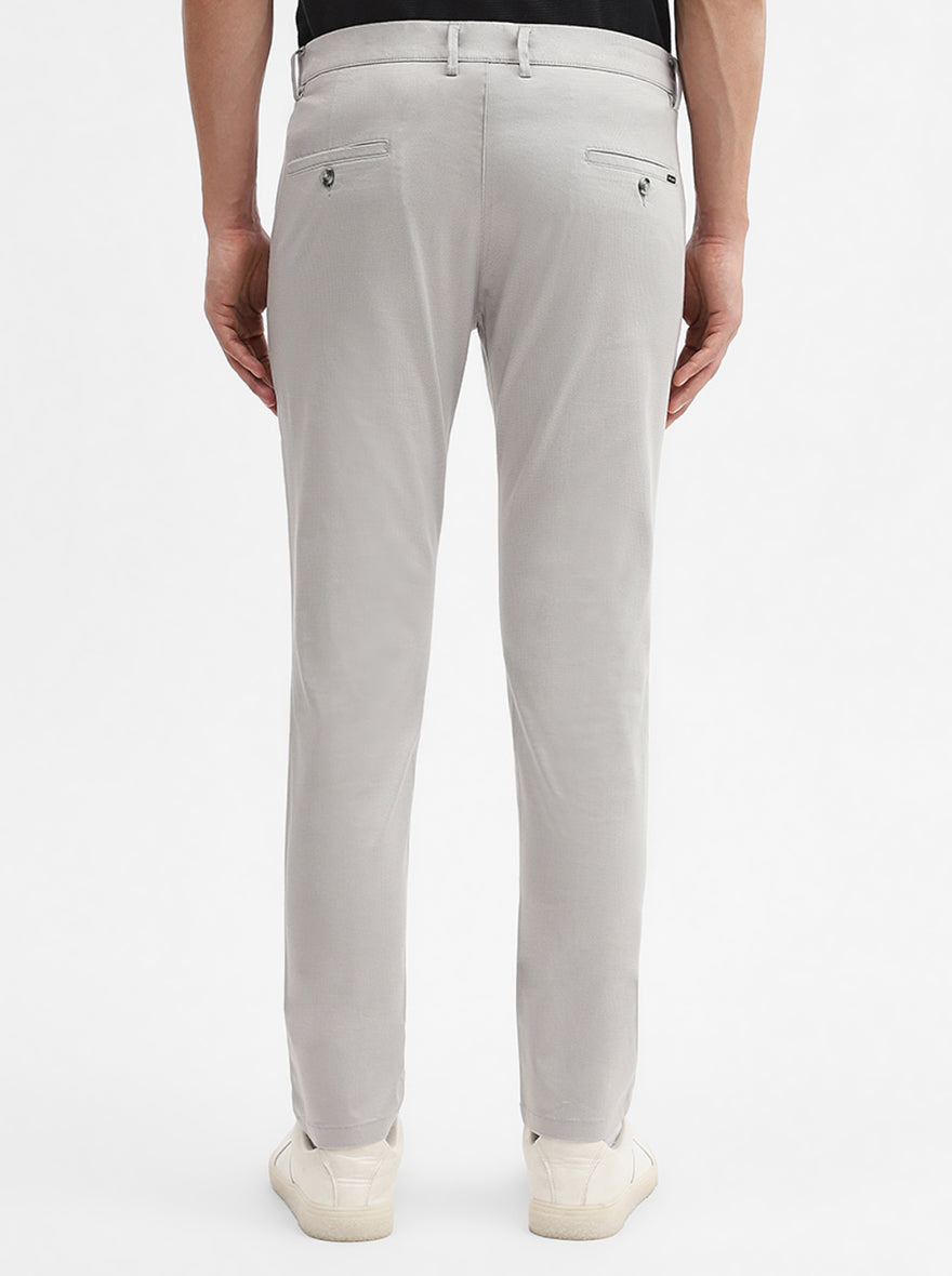 Light Grey Solid Super Slim Fit Casual Trouser | Greenfibre