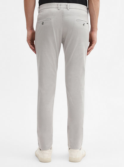 Light Grey Solid Super Slim Fit Casual Trouser | Greenfibre