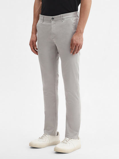 Light Grey Solid Super Slim Fit Casual Trouser | Greenfibre