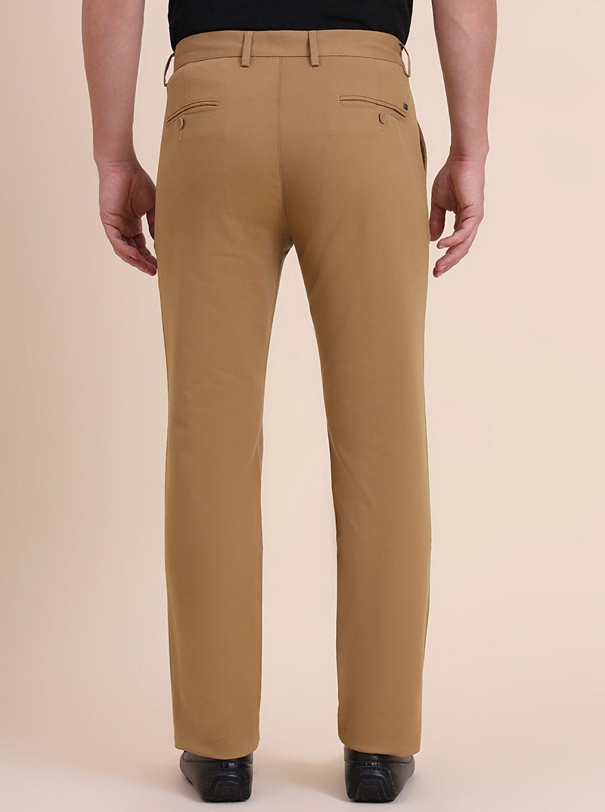Khaki Solid Uno Fit Casual Trouser | JadeBlue