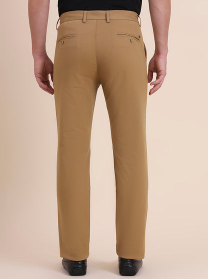 Khaki Solid Uno Fit Casual Trouser | JadeBlue