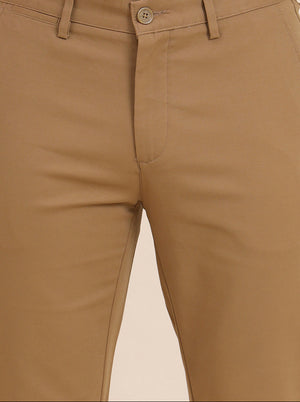 Khaki Solid Uno Fit Casual Trouser | JadeBlue