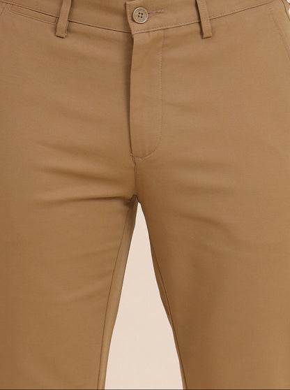 Khaki Solid Uno Fit Casual Trouser | JadeBlue
