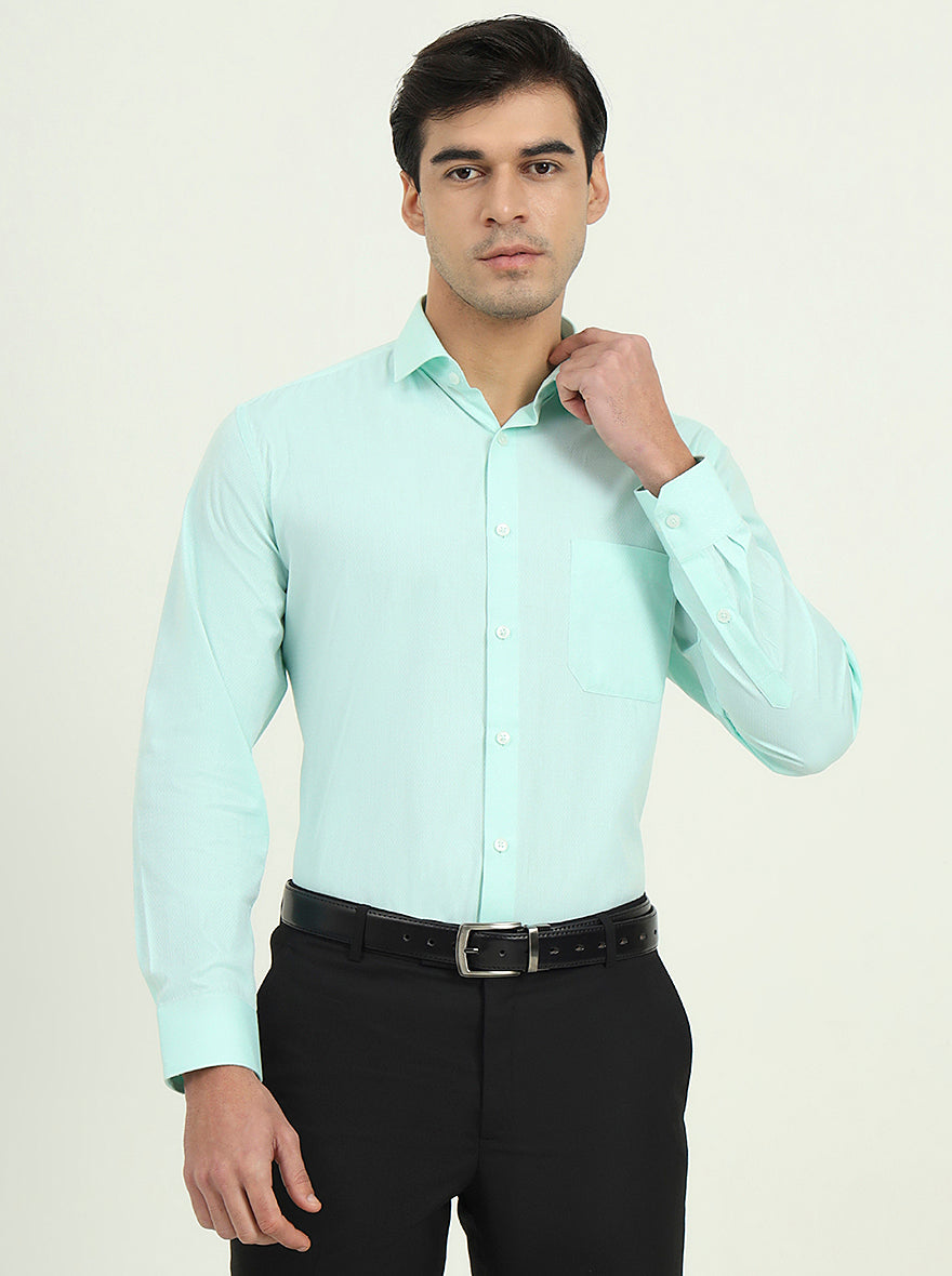 Mint Green Solid Regular Fit Formal Shirt | Greenfibre