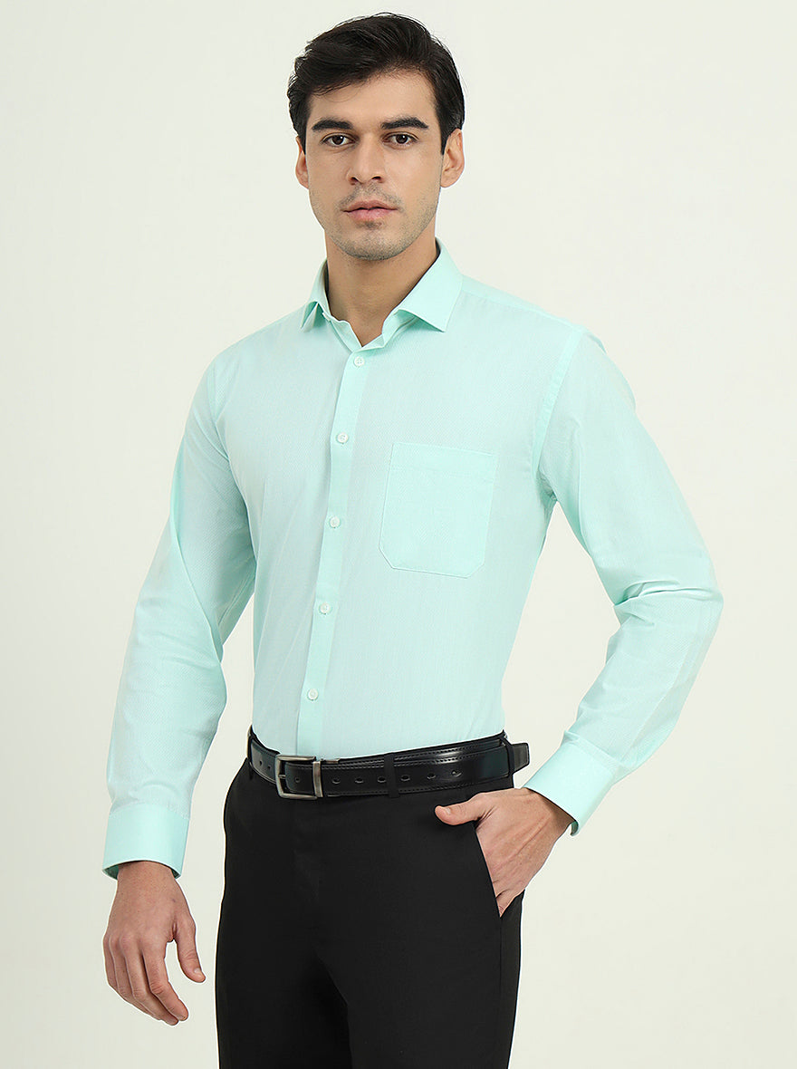 Mint Green Solid Regular Fit Formal Shirt | Greenfibre