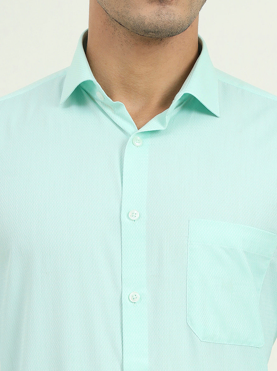 Mint Green Solid Regular Fit Formal Shirt | Greenfibre