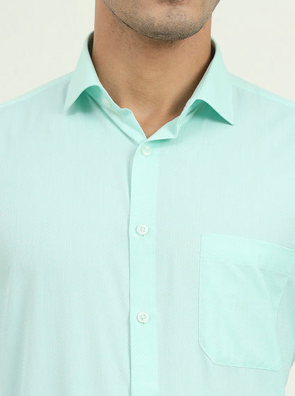 Mint Green Solid Regular Fit Formal Shirt | Greenfibre
