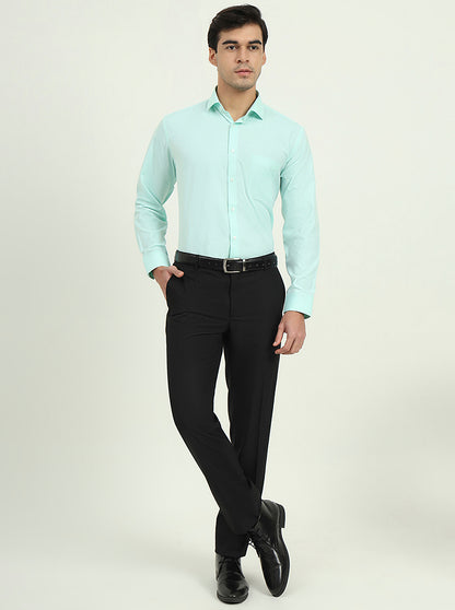 Mint Green Solid Regular Fit Formal Shirt | Greenfibre