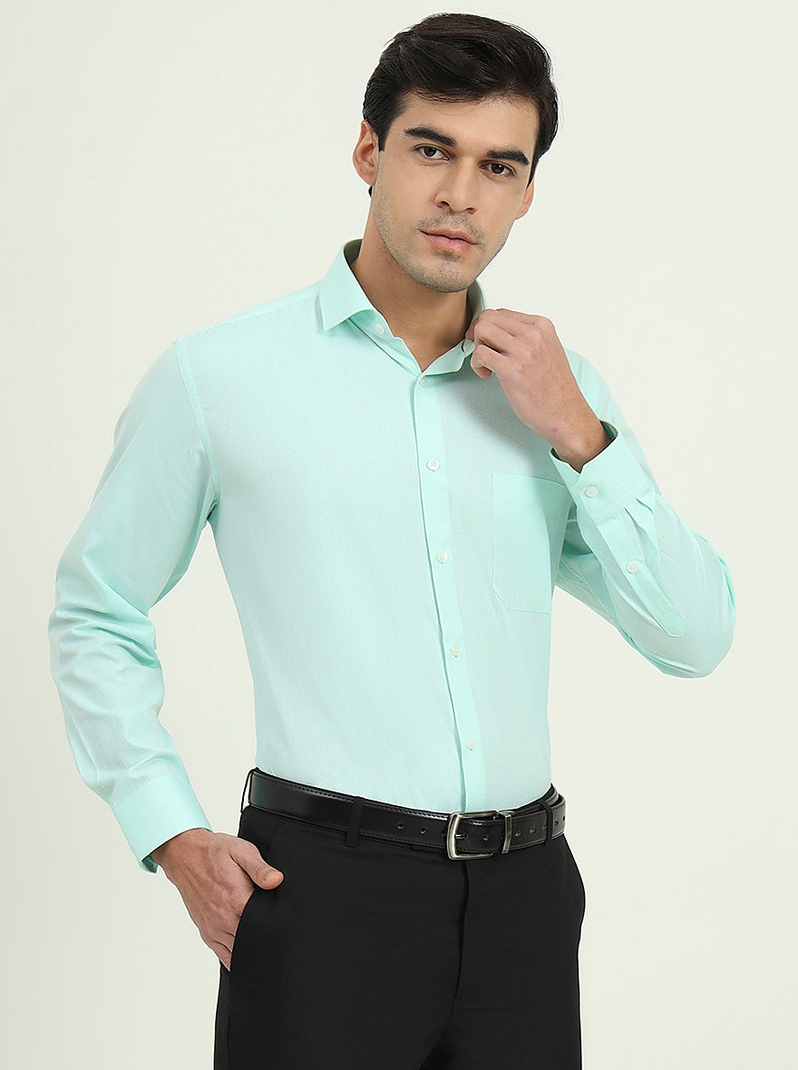 Mint Green Solid Regular Fit Formal Shirt | Greenfibre