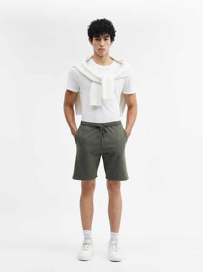 Olive Solid Slim Fit Shorts | JadeBlue