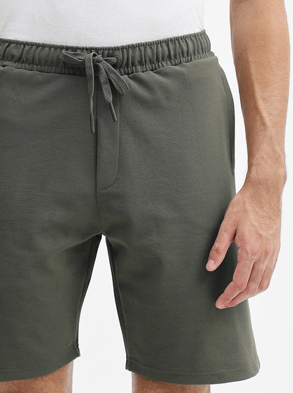 Olive Solid Slim Fit Shorts | JadeBlue