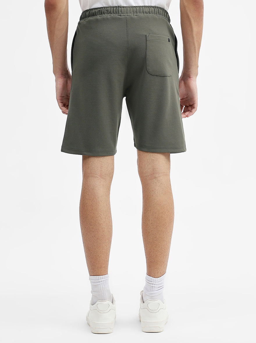 Olive Solid Slim Fit Shorts | JadeBlue
