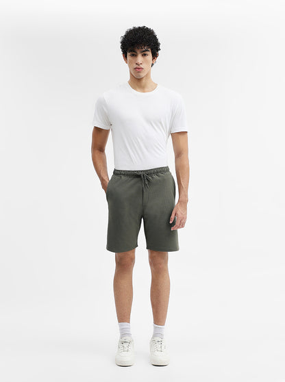 Olive Solid Slim Fit Shorts | JadeBlue