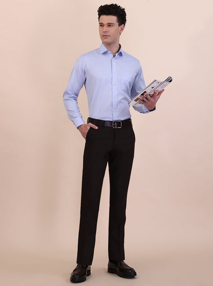 Sky Blue Solid Slim Fit Formal Shirt | Greenfibre