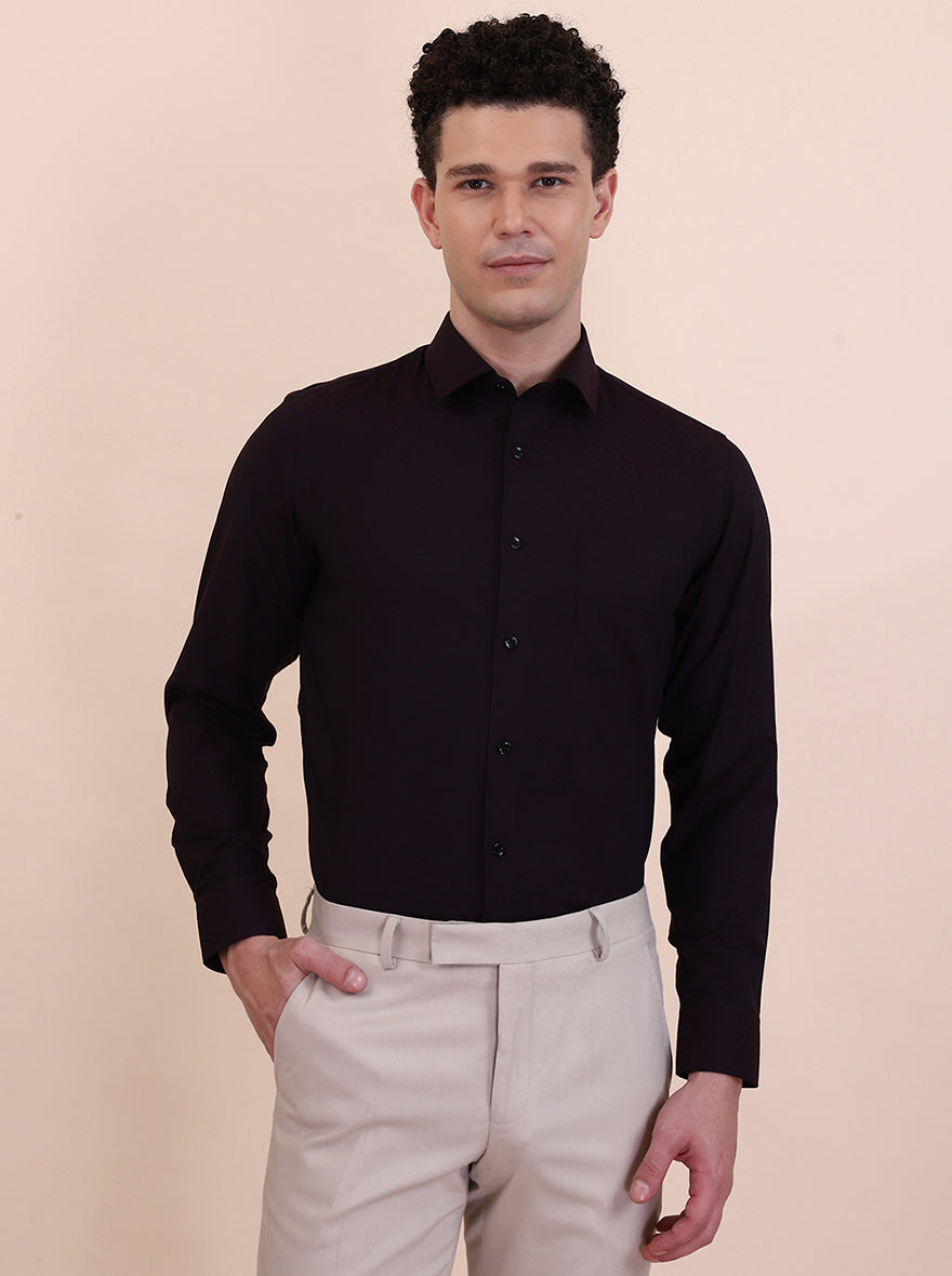Maroon Solid Regular Fit Formal Shirt | Greenfibre