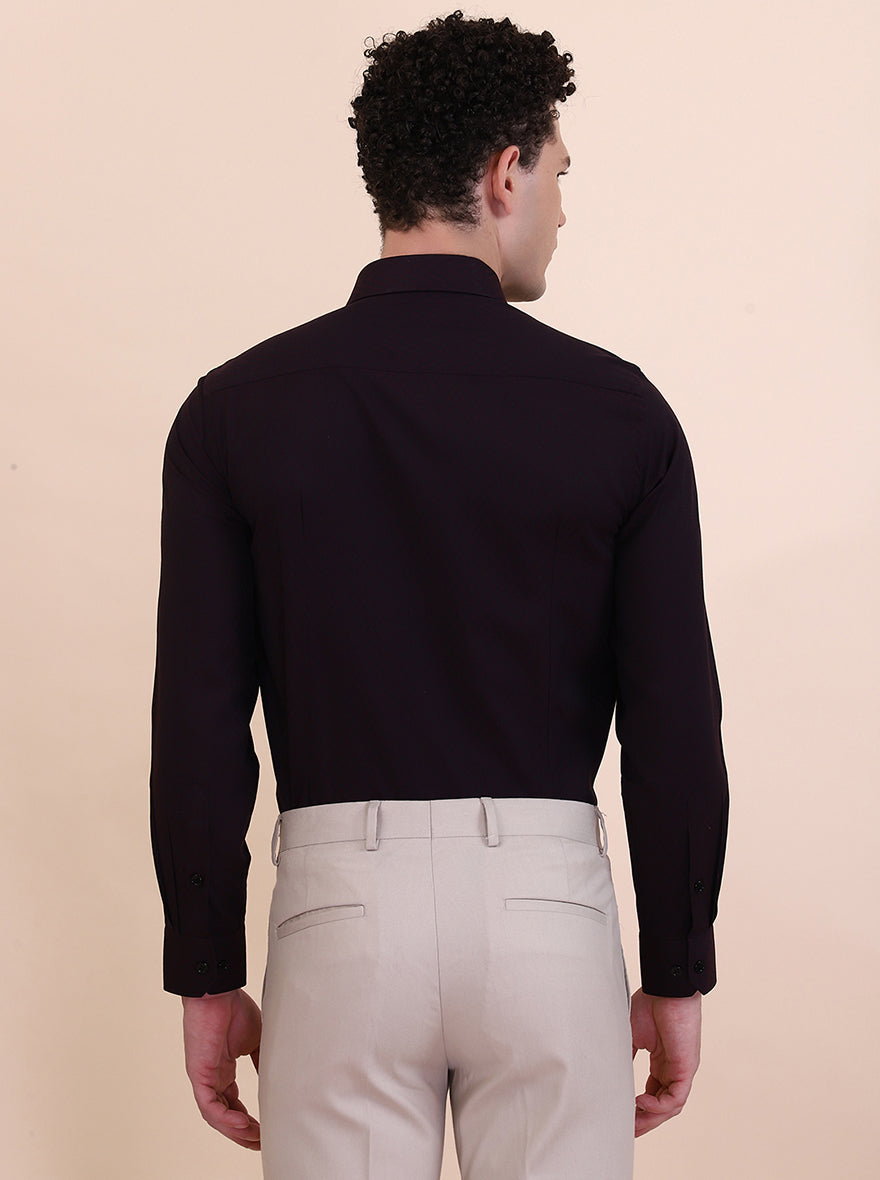 Maroon Solid Regular Fit Formal Shirt | Greenfibre