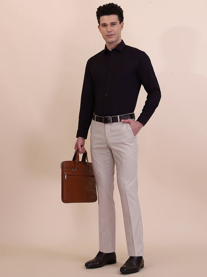 Maroon Solid Regular Fit Formal Shirt | Greenfibre
