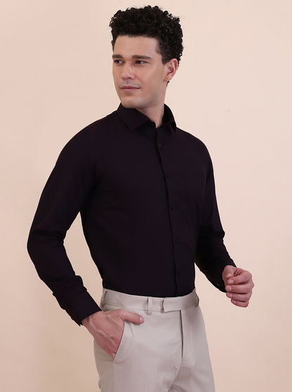 Maroon Solid Regular Fit Formal Shirt | Greenfibre