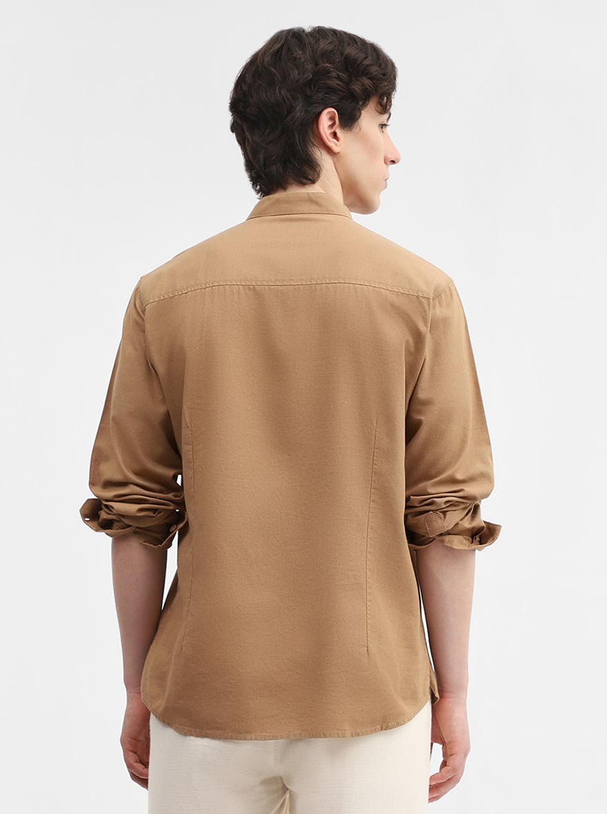 Khaki Solid Slim Fit Short Kurta | Greenfibre