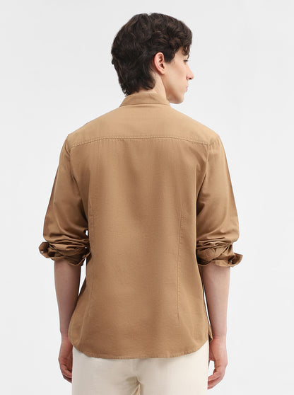 Khaki Solid Slim Fit Short Kurta | Greenfibre