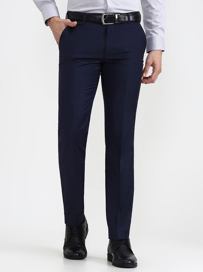 Blue Solid Slim Fit Formal Trouser | JadeBlue Super Luxe