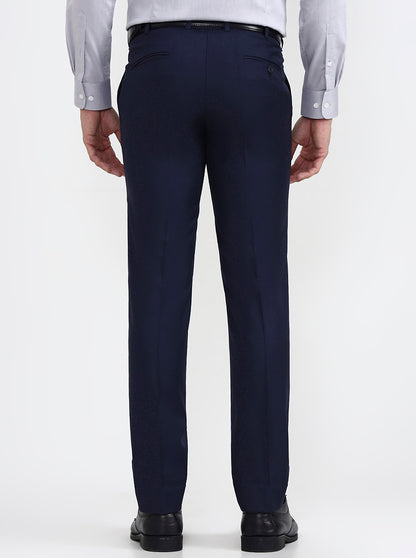 Blue Solid Slim Fit Formal Trouser | JadeBlue Super Luxe