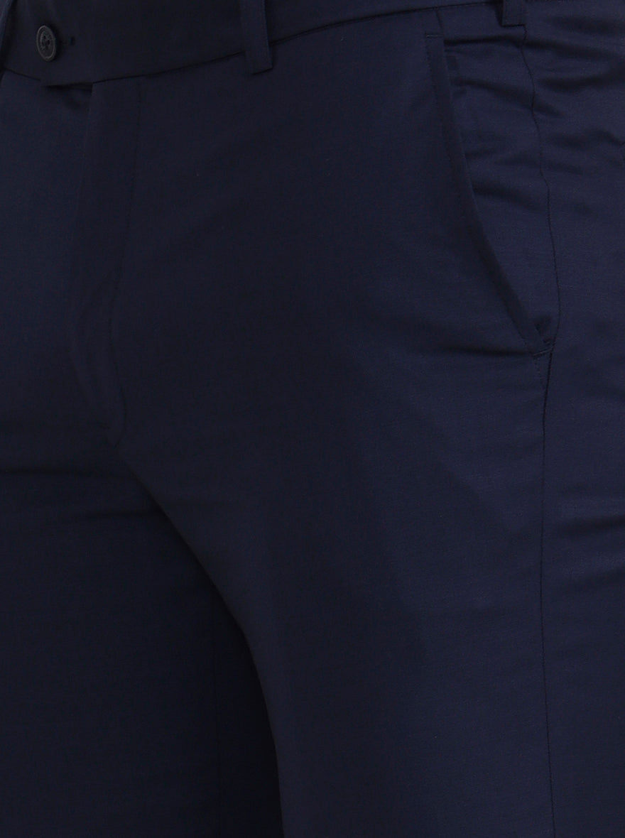 Blue Solid Slim Fit Formal Trouser | JadeBlue Super Luxe