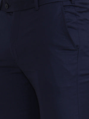 Blue Solid Slim Fit Formal Trouser | JadeBlue Super Luxe
