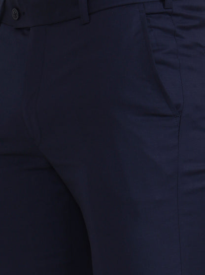 Blue Solid Slim Fit Formal Trouser | JadeBlue Super Luxe