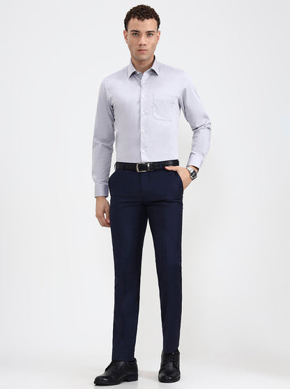 Blue Solid Slim Fit Formal Trouser | JadeBlue Super Luxe