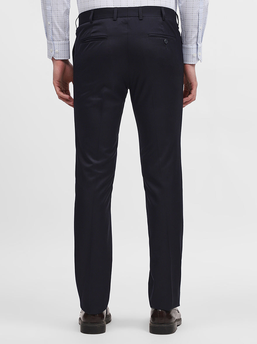 Navy Blue Solid Slim Fit Formal Trouser | JadeBlue Super Luxe