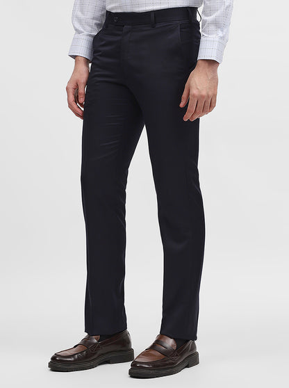 Navy Blue Solid Slim Fit Formal Trouser | JadeBlue Super Luxe