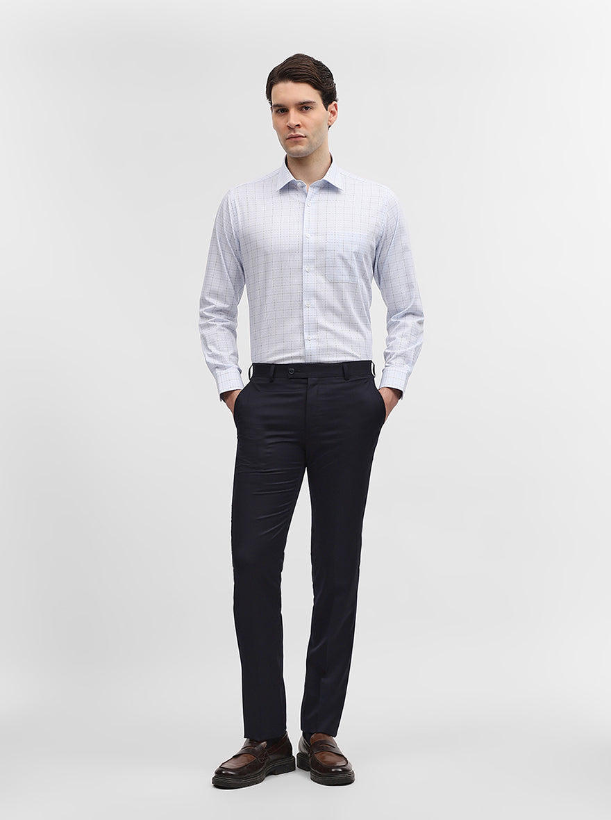 Navy Blue Solid Slim Fit Formal Trouser | JadeBlue Super Luxe