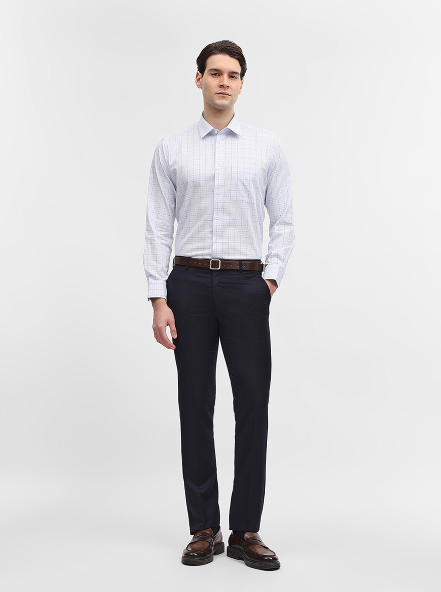 Navy Blue Solid Slim Fit Formal Trouser | JadeBlue Super Luxe