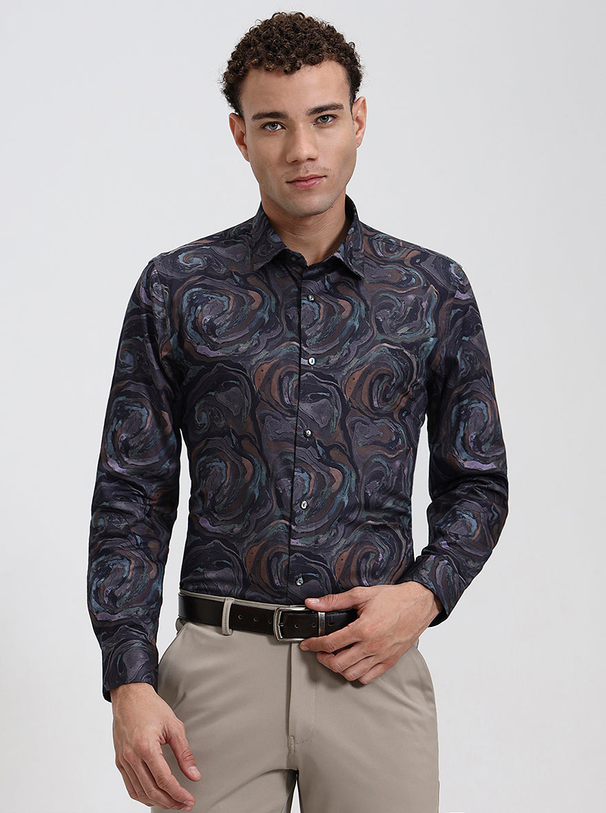 Multicolor Printed Slim Fit Party Wear Shirt | Wyre