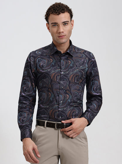 Multicolor Printed Slim Fit Party Wear Shirt | Wyre