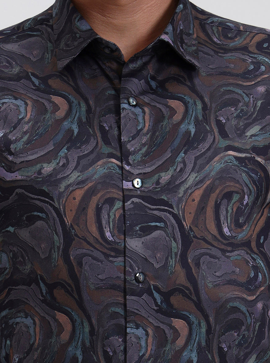 Multicolor Printed Slim Fit Party Wear Shirt | Wyre