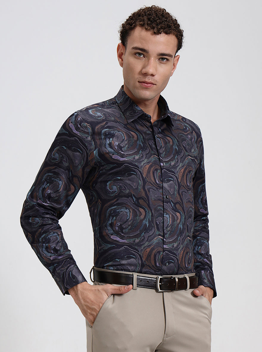 Multicolor Printed Slim Fit Party Wear Shirt | Wyre