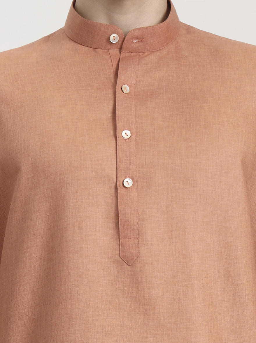 Carrot Peach Solid Modi Kurta | JadeBlue