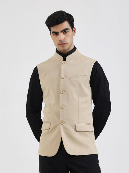 Camel Solid Regular Fit Waistcoat | Wyre