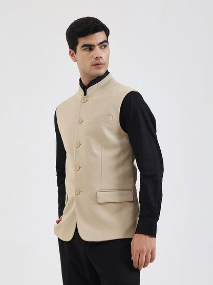 Camel Solid Regular Fit Waistcoat | Wyre