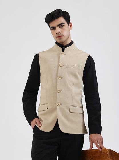 Camel Solid Regular Fit Waistcoat | Wyre
