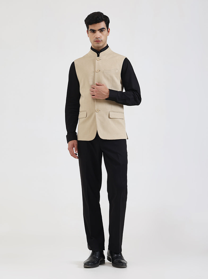 Camel Solid Regular Fit Waistcoat | Wyre